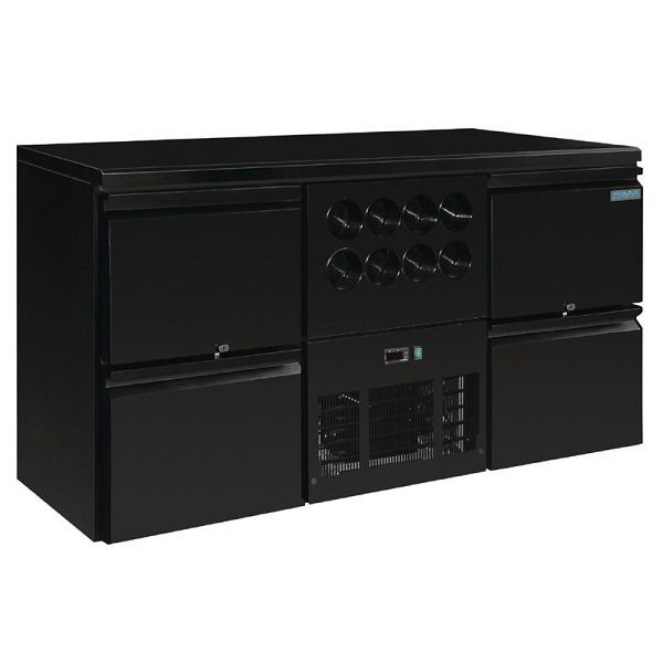 Barre réfrigérante Polar 4 tiroirs avec zone de refroidissement pour bouteilles (8 bouteilles), GL457