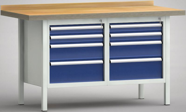 Etabli professionnel KLW - 1500 x 700 x 905 mm L x P x H (version ERGO), WP177E-1500M45-E7034