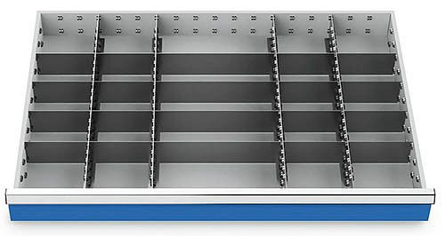 Bedrunka+Hirth inserts de tiroir T736 R 36-24, pour hauteur de panneau 75 mm, 4 x MF 600 mm, 16 x TW 150 mm, 4 x TW 300 mm, 171BLH75