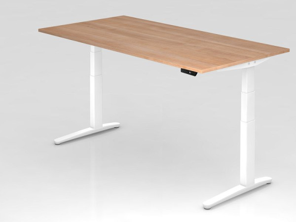 Bureau assis-debout électrique Hammerbacher 200x100cm noyer/blanc, forme rectangulaire, VXBHM2E/N/WW