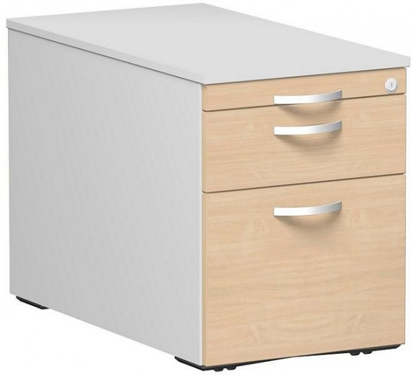 geramöbel conteneur mobile classeur suspendu et 1 tiroir en métal, guide de tiroir à roulettes en métal, 438x800x565, hêtre/gris clair, S-530352-BL