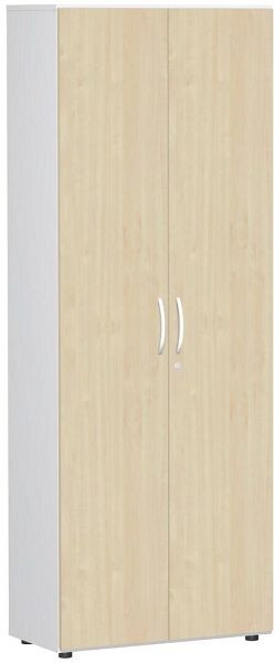 armoire à double porte geramöbel avec pieds, amortisseur de porte inclus, verrouillable, 800x420x2160, érable/blanc, S-386100-AW