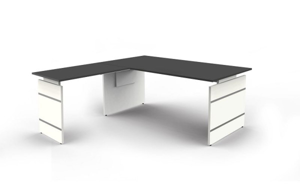 Bureau d'appoint Kerkmann réglable en hauteur L 1800 x P 800 x H 680-760 mm, forme 4, coloris : anthracite, 11465613