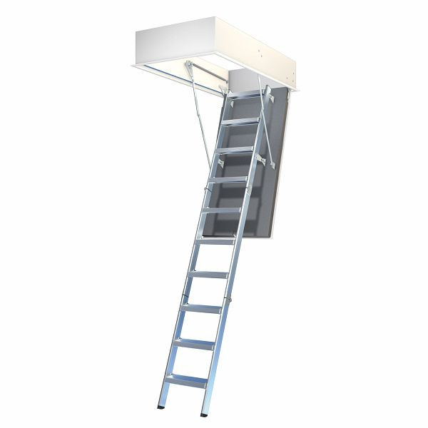 Escalier mansardé Wellhöfer AluDrei avec protection thermique WS3D, ouverture au plafond 120 x 60 cm, hauteur libre 248 - 259 cm, 253000156