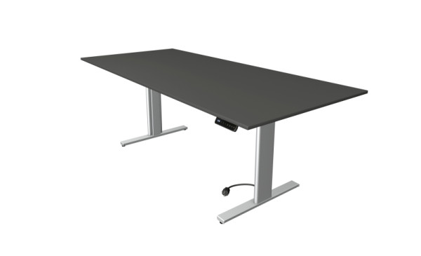 Table assis/debout Kerkmann Move 3 tubes, L 2250 x P 1000 mm, réglable en hauteur électriquement de 720 à 1200 mm, anthracite, 10234713