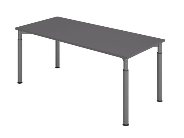 Bureau Hammerbacher YS19, 180 x 80 cm, plateau : graphite, épaisseur 25 mm, chant épais en ABS, forme rectangulaire, graphite, VYS19/G/G