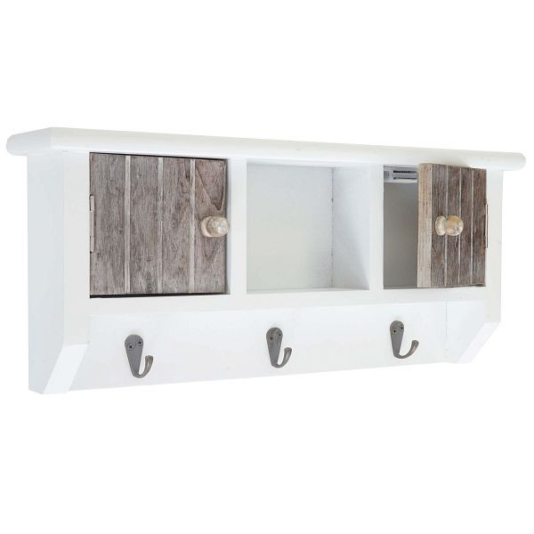 Mendler key board HWC-A48, key board key board avec portes, bois massif, shabby brown-white, 50463