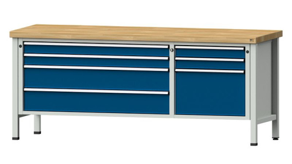 Établis ANKE Établi en caisson, modèle 288 V, 2000 x 700 x 850 mm, RAL 7035/5010, BMP 50 mm, 304.630