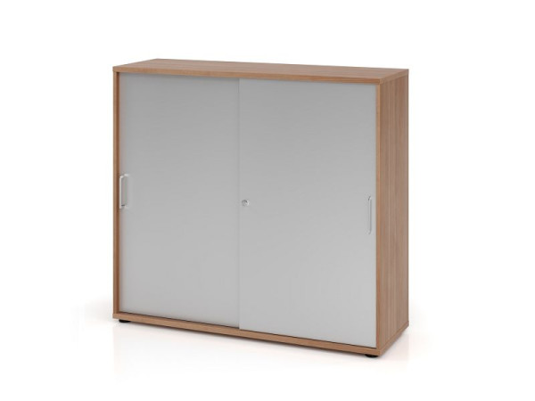 Armoire à portes coulissantes Hammerbacher 1753S BS, 3 OH, corps : noyer / façade : argent, 120 x 40 x 110 cm (LxPxH), V1753S/N/S/BS