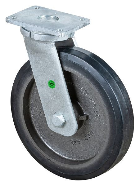 Roulette robuste BS Wheels, largeur de roue 75 mm, Ø roue 400 mm, capacité de charge 1200 kg, bandages élastiques noirs, corps de roue coulé, roulements à billes, RR100.B81.400