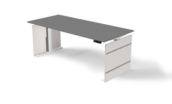 Table debout/assise Kerkmann L 1800 x P 800 mm, réglable en hauteur électriquement de 720 à 1200 mm, forme 4, couleur : graphite, 10383712