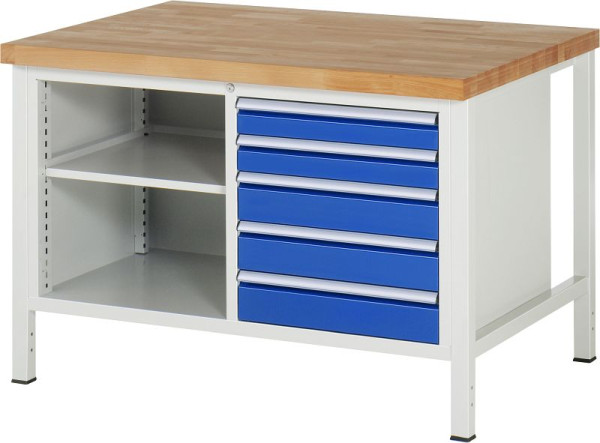 Etabli RAU série 8000 - modèle 8464, L1250 x P900 x H840-1040 mm, base système L1235 x P850 x H800-1000 mm, 03-8464A2-129B4H.11