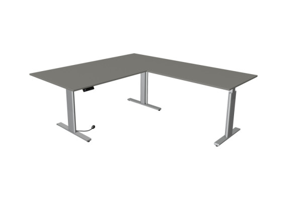 Kerkmann Move 3 table assis/debout argent L 2000 x P 1000 mm avec élément rapporté 1200 x 800 mm, graphite, 10235812
