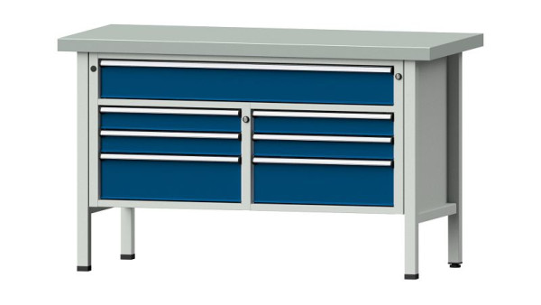 Établis ANKE Établi en caisson, modèle 258 V, 1500 x 700 x 900 mm, RAL 7035/5010, ZBP 50 mm, 304.143