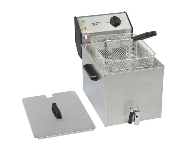 Friteuse ROLLER GRILL avec robinet de vidange, avec robinet de vidange, 8 litres, dimensions 265 x 450 x 360 mm (LxPxH), KE0801360