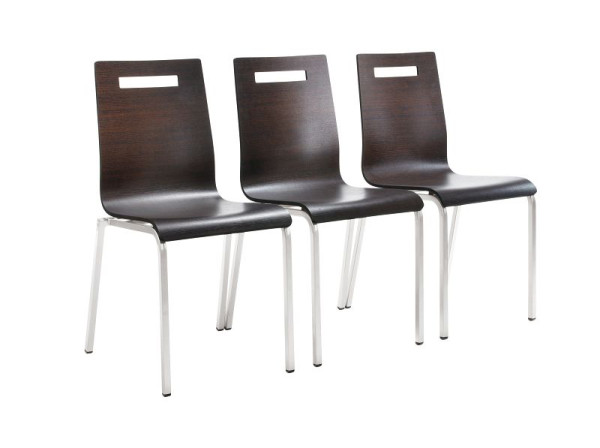 Mayer Sitzmöbel myLIFE chaise empilable, coque d'assise en stratifié wengé, structure chromée, 2119_01_76