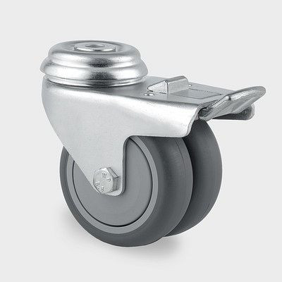 Roulette pivotante TENTE-ROLLEN avec frein, roue Ø 75 mm, capacité de charge 100 kg, hauteur 99 mm, A 87 Shore, 2977PJP075P30-10