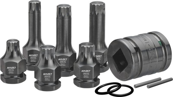 Jeu de douilles tournevis Hazet, carré creux 20 mm, carré creux 12,5 mm, 6 pans mâle 24 mm, 990S/11
