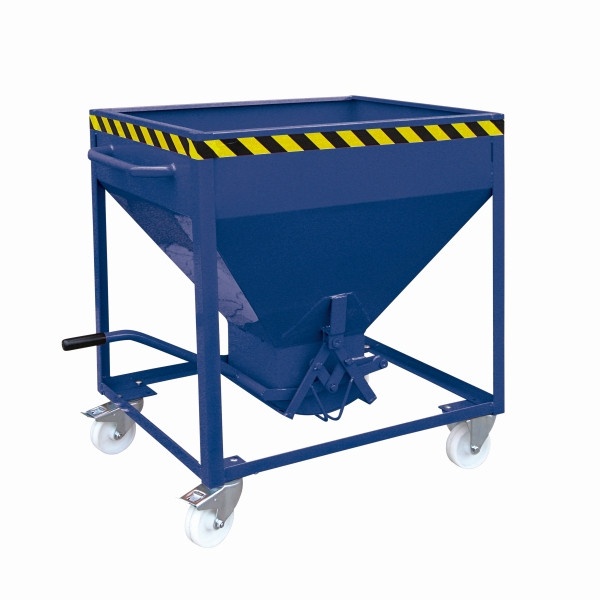 Conteneur silo industriel Eichinger sur roulettes, bec central actionnable par levier, 300 litres, bleu gentiane, 20510400000097