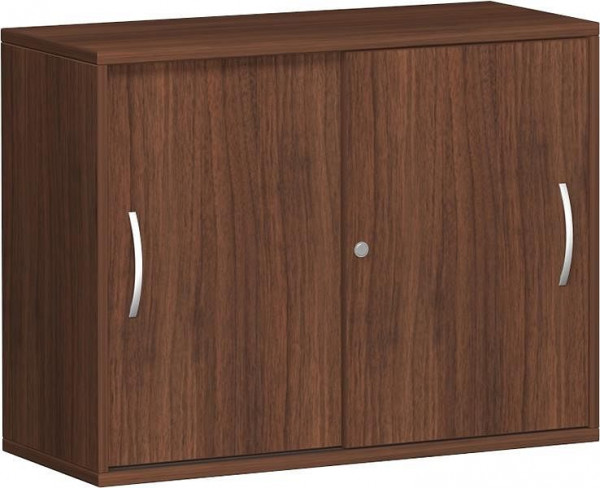 Armoire à portes coulissantes geramöbel avec panneau central, 2 étagères décoratives, avec pieds réglables, 1000x425x720, noyer/noyer, N-10S7210-NN