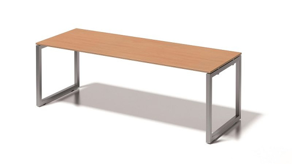 Bureau Bisley Cito, structure en O hauteur fixe 730 mm, H 19 x L 2200 x P 800 mm, hêtre/argent, DOF2208BC355