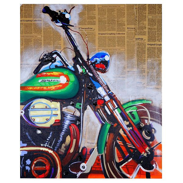Mendler peinture à l'huile moto, peinture murale 100% peinte à la main XL, 100x80cm, 51270