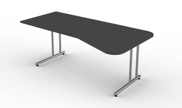 Table de forme libre Kerkmann avec pied en C, Start Up, L 1950 mm x P 800/1000 mm x H 750 mm, couleur : anthracite, 11435413