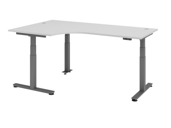 Hammerbacher table d'angle assis-debout électrique 200x120cm 90° gris, VXDSM82/5/G