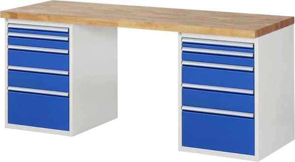 Etabli RAU série 7000 - conception modulaire, 10 x tiroirs, 2000x840x700 mm, 03-7511A3-207B4S.11