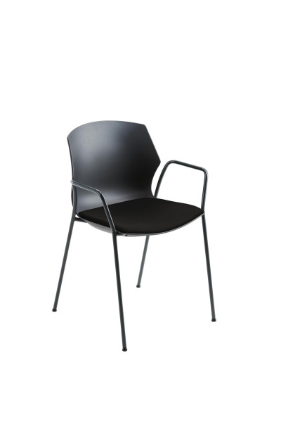 Chaise empilable Mayer Sitzmöbel , structure à 4 pieds anthracite, coque en plastique anthracite de haute qualité, hauteur d'assise 48 cm, accoudoirs fixes inclus, 2511_17_01_A_26397