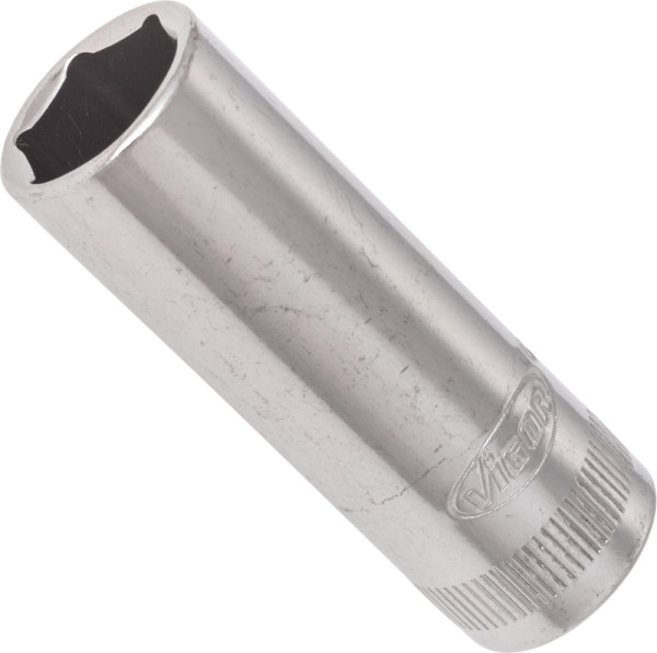 Insert de clé à douille VIGOR, long, carré creux 6,3 mm (1/4 pouce), profil à six pans extérieurs, 12 mm, V2700N