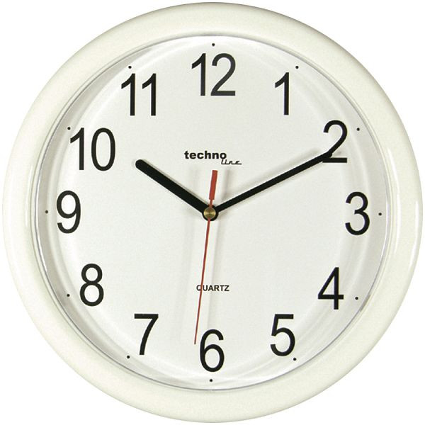 Horloge murale à quartz Technoline blanc, cadre en plastique, dimensions : Ø 250 x 24 mm, WT 600 blanc
