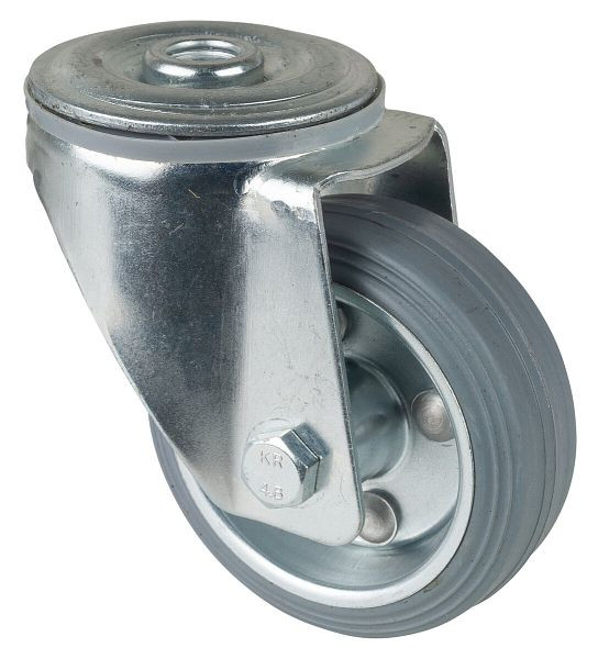 Rouleau de transport BS rollers, largeur de roue 26 mm, roue Ø 80 mm, capacité de charge 50 kg, bande de roulement en caoutchouc gris, roulement à rouleaux, lot de 4, L101.B56.080