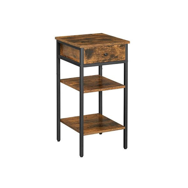 VASAGLE table d'appoint avec tiroir, vintage marron-noir, 35x35x70 cm, LET502B01