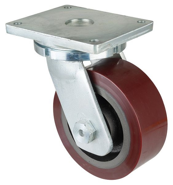 Roulettes BS Roulette robuste, largeur de roue 100 mm, Ø roue 250 mm, capacité de charge 2200 kg, polyuréthane coulé 95 Shore A, corps de roue en fonte, roulements à billes, RR100.C10.253