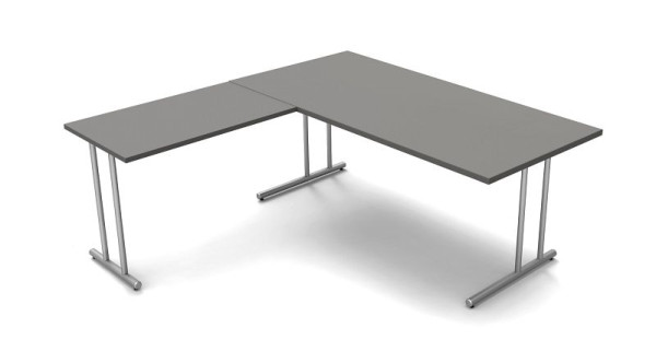 Poste de travail d'angle Kerkmann, Start Up, L 1800 mm x P 1800 mm x H 750 mm, couleur : graphite, 11437112