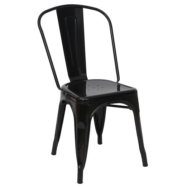 Chaise Mendler HWC-A73, chaise de bistrot, empilable, design industriel en métal empilable, noir, 57901