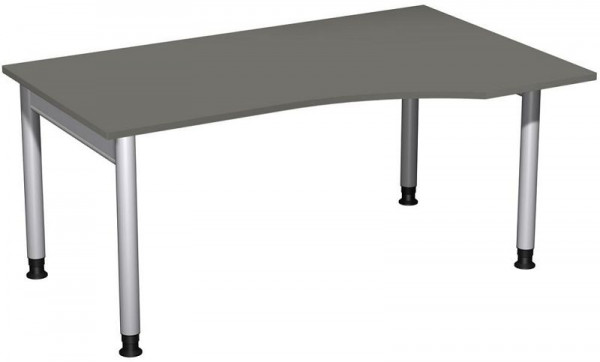 Bureau PC geramöbel droit, réglable en hauteur, 1600x1000x680-820, graphite/argent, N-657311-GS