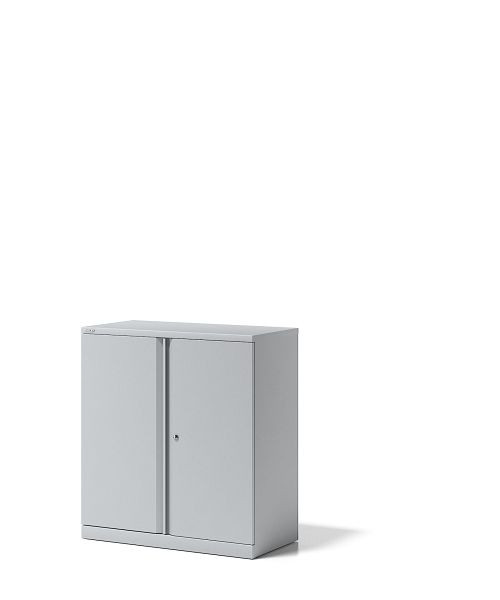 Armoire à portes battantes Bisley Essentials, avec 1 étagère pour 2 hauteurs de dossiers, gris clair, YECB09101S645