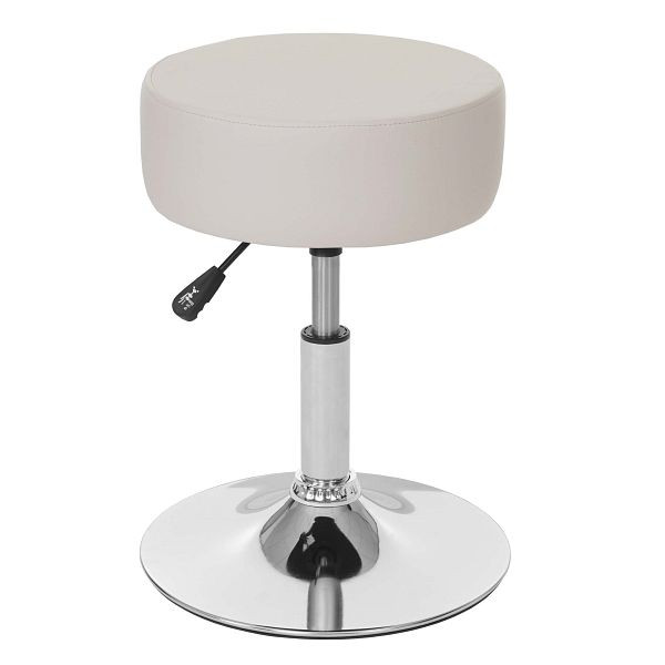 Mendler set de 2 tabourets HWC-C22, tabouret de maquillage tabouret, réglable en hauteur Ø 35cm, simili cuir, crème, 61190