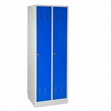 Armoire casier / vestiaire ADB regular &quot;2 portes, dimensions HxLxP: 1775x600x500 mm, couleur du corps: gris clair, RAL 7035, couleur de la porte: bleu ciel (RAL 5015), 40888