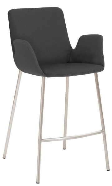 Tabouret Mayer Sitzmöbel , structure 4 pieds en acier inoxydable brossé, accoudoirs intégrés, entièrement rembourré, hauteur d'assise 65 cm, graphite, 1222_V4_30480