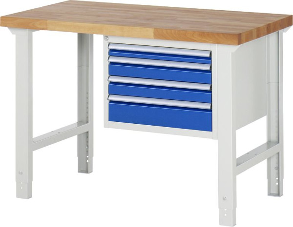 Etabli RAU série 7000 - modèle 7132, L1250 x P700 x H790-1140 mm, base système L1250 x P650 x H750-1100 mm, 03-7132A1-127B4H.11