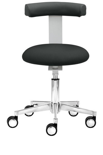 Tabouret pivotant fonctionnel Mayer Sitzmöbel , avec petite barre arrière, assise et dossier en tôle rembourrée, noir brillant, 1292_30572