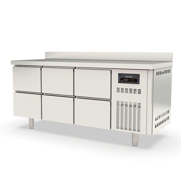 Table réfrigérante Vaiotec TOPLINE 700 / 3 volets GN1/1 avec 6 tiroirs et dosseret, 10301