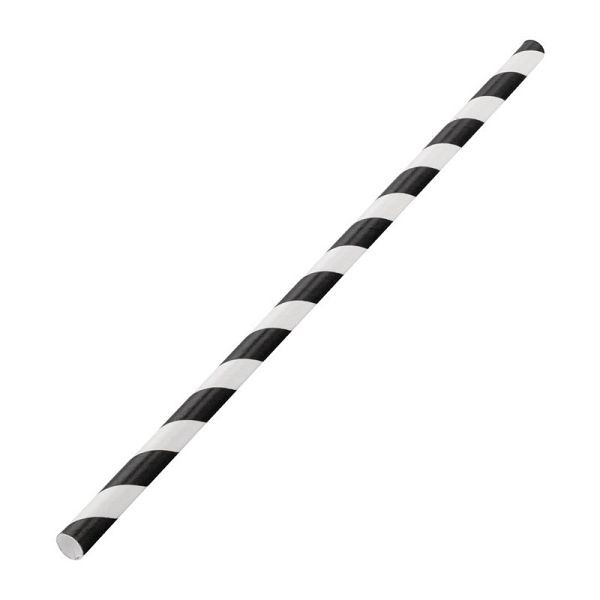 Pailles en papier biodégradables Utopia Black Stripe (lot de 250), DW196