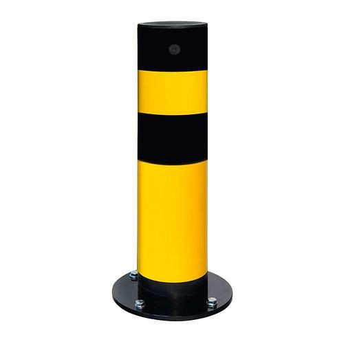 Borne de protection contre les chocs Moravia, gainée de plastique jaune, bandes noires, résistante, Ø : 159 mm, 311078