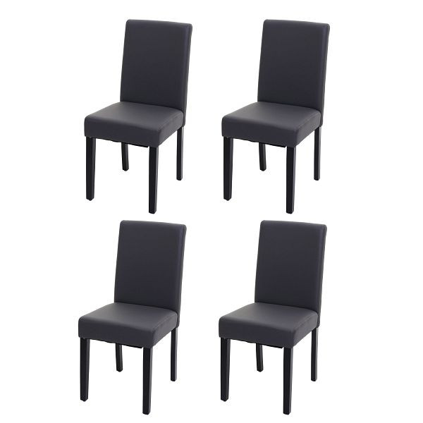 Mendler ensemble de 4 chaises de salle à manger chaise chaise de cuisine Littau, simili cuir, gris mat, pieds foncés, 74523