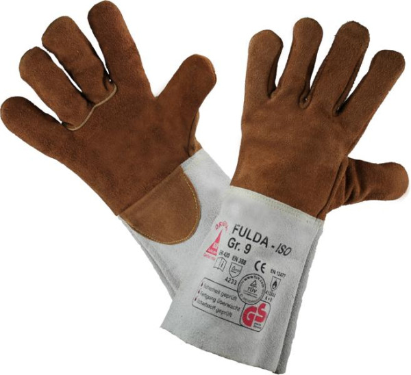 Hase Safety FULDA - ISO, gants de soudure doublés, croûte de bovin, résistants à la chaleur, taille : 8, UE : 6 paires, 366220-8