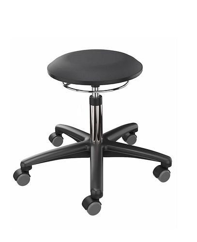 Tabouret de travail Dauphin recouvert de noir, 266957
